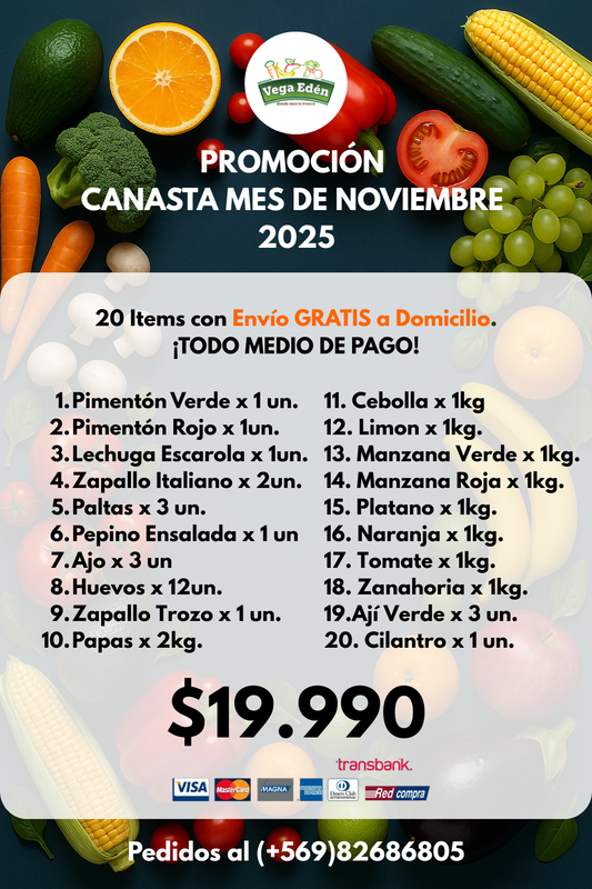 Canasta de Frutas y Verduras con envío en Valdivia